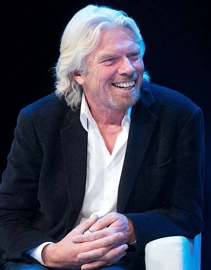 Richard Branson live portrait painting by Peter Engels