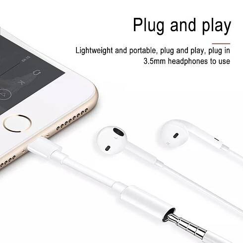 Podporuje úplný systém pro iPhone Lightning na 3,5 mm sluchátkový jack pro sluchátka Aux Adapter Kabelový adaptér