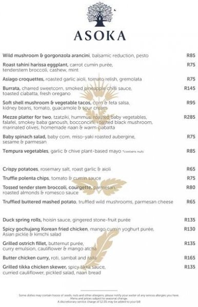 Menu – ASOKA Restaurant, Bar & Lounge