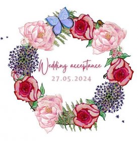 Fab Floral Wreath Wedding Acceptance Card