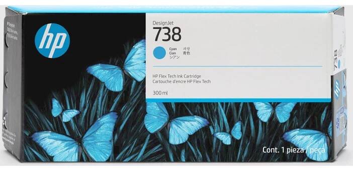 676M6A, HP 738 originální inkoustová náplň Cyan 300ml