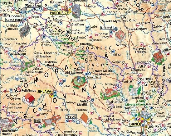 Česko: Vlastivědná školní nástěnná mapa 1:375 000 - Kartografie PRAHA (2024, laminovaná s dřevěnými lištami)