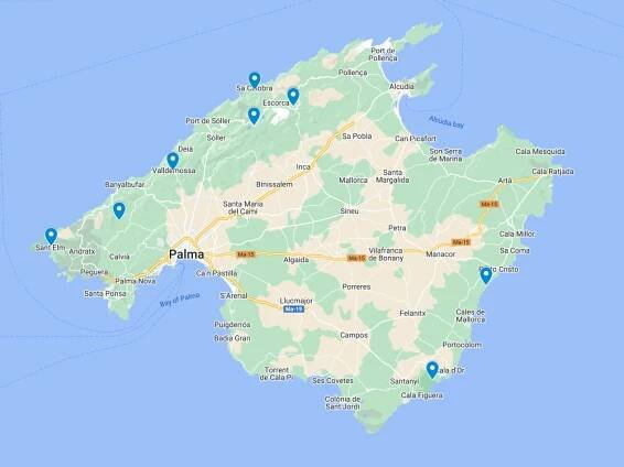 A map of the best hikes in Mallorca