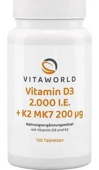 Vitaworld Vitamin D3 2000 IU + K2 MK7 200 mcg 120 tablet