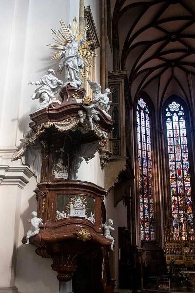 image of baroque pulpit in brno cathedral czech republic