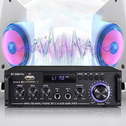 STEREO HIFI ZESILOVAČ 50W + 50W 2.0-KANÁLOVÝ AUDIO PŘEHRÁVAČ S DÁLKOVÝM OVLÁDÁNÍM Barva černá