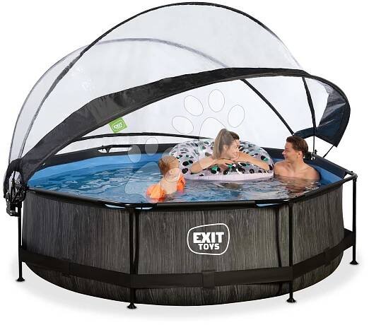 Kruhové bazény - Bazén s krytem a filtrací Black Wood pool Exit Toys - 5