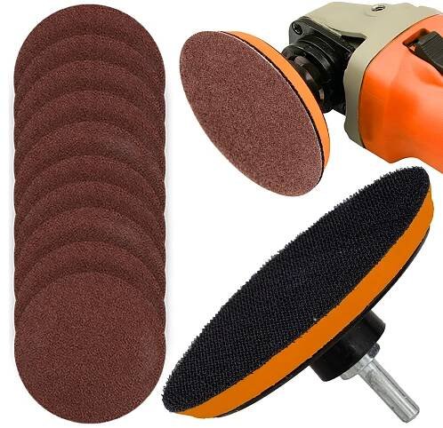 BRUSNÉ KOTOUČE 125 mm + DISK na brusný papír, brusný suchý zip P40 P60 P80 za 46.00CZK - Allegro