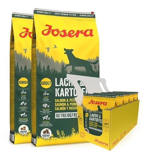 JOSERA Lachs&Kartoffel 2 x 12,5kg pro dospělé psy s lososem a bramborami + 5 x 900g GRATIS | Fera24.cz