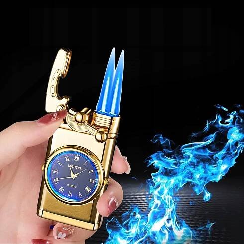 Plynový zapalovač Jet Burner Double Jet Flame Golden Windproof (bez plynu) Stav balení originální