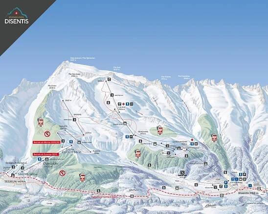 Disentis - mapa sjezdovek