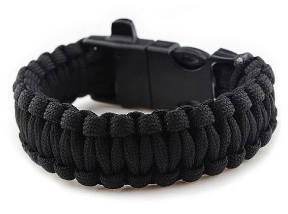 Pánský náramek na přežití Paracord Badger Outdoor s křesadlem, černý