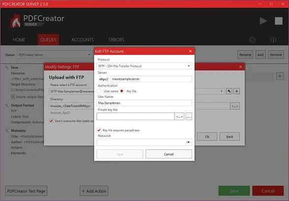 pdfcreator server workflow editor add action