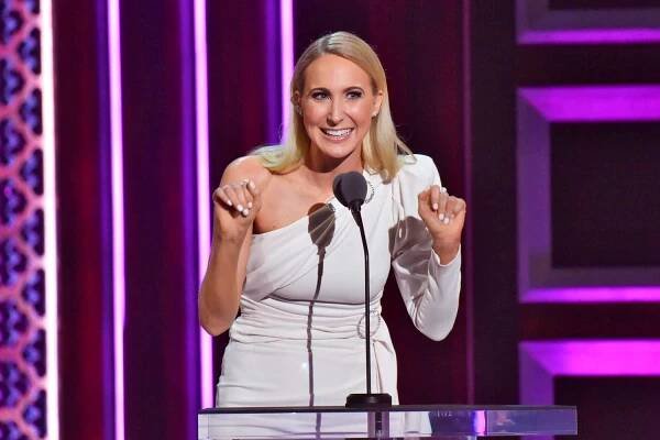 Nikki Glaser speaks onstage during the Comedy Central Roast of Alec Baldwin at Saban Theatre on September 07, 2019 in Beverly Hills, California. 