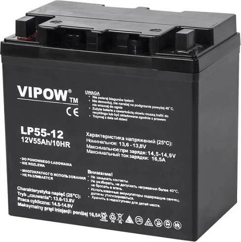 VIPOW Baterie olověná 12V / 55Ah bezúdržbový akumulátor