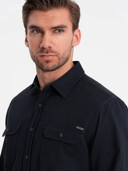 Ombre Clothing - Tmavě modrá pánská svrchní košile Ombre Clothing | ZOOT.cz