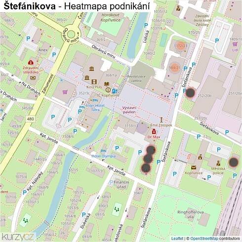 Mapa Štefánikova - Firmy v ulici.