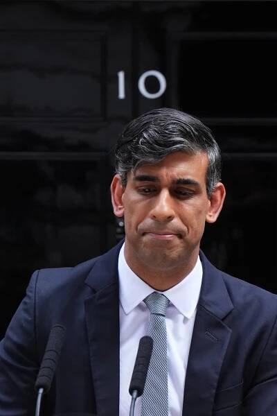 Rishi Sunak announced his intention to quit as Tory leader in his farewell Downing Street address (James Manning/PA)