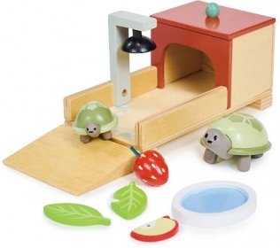 Dřevěný domeček pro želvy Tortoise Pet Set Tender Leaf Toys s 2 figurkami a doplňky