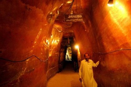 Smoothed chambers and tunnels through salt run deep into the vast Khewra Salt Mines.