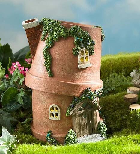 Fairy Garden Solar Flower Pot Home | Plow & Hearth | Fairy garden diy, Fairy garden designs, Fairy garden furniture