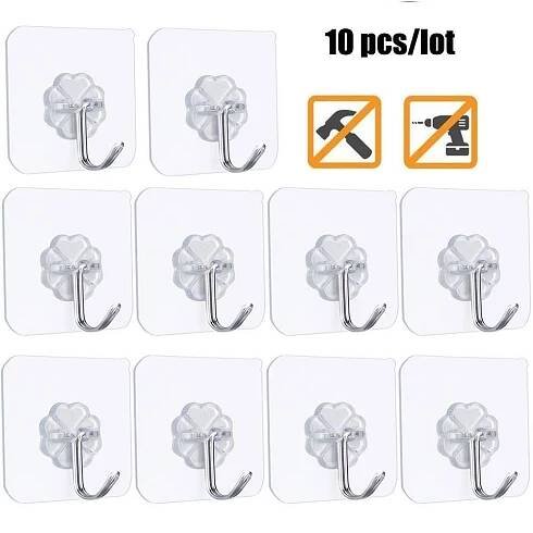 Adhesive Single Hooks 1set 10 pcs