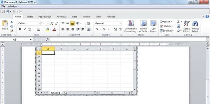 Insert an Excel Spreadsheet