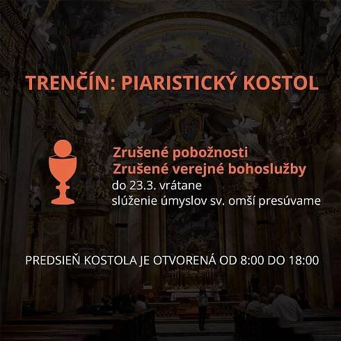 Zákaz slávenia sv. omší pre verejnosť do 31.3.2020 - Rehoľa piaristov na Slovensku