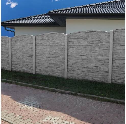 Betonový panel oblouk velký oboustranný štípaný kámen 200 x 50-66 x 4,5 cm - přírodní VCP PLOTY Sklad8 21