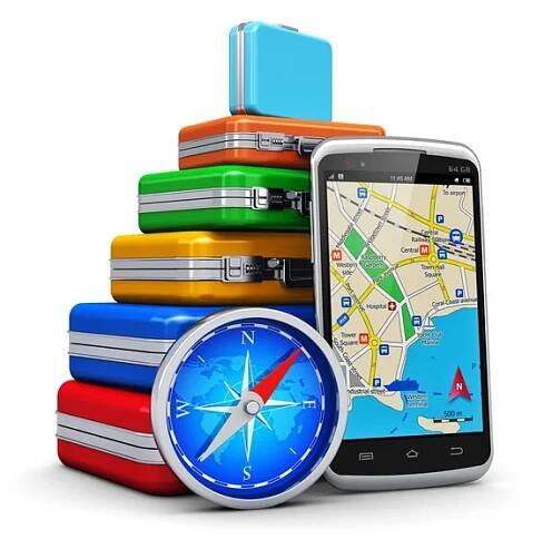 Cestování, turistika a gps navigace koncept — Stock obrázek