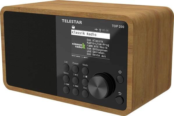 Telestar TOP 200 Holz 5701200 internetové přenosné rádio, internetové, DAB+, FM, Bluetooth, USB, Wi-Fi, AUX, dřevo