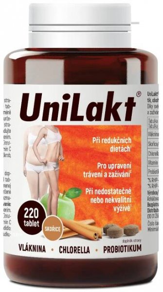 Unilakt se skořicí a řasou chlorella 220 tablet