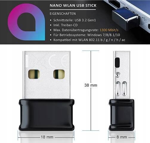 ADAPTÉR USB PŘIJÍMAČ DONGLE 5.0 APLIC Wi-Fi karta Kód výrobce APLIC