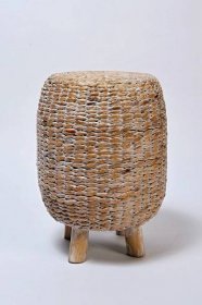 RATANOVÝ NÁBYTEK | Taburetka PUFF vodní hyacint white | Ratanový a bambusový nábytek, zahradní nábytek z umělého ratanu