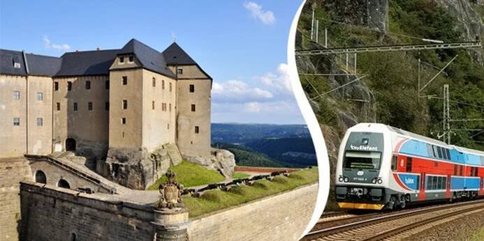 Skalní pevnost Königstein v Saském Švýcarsku vlakem nejen z Prahy