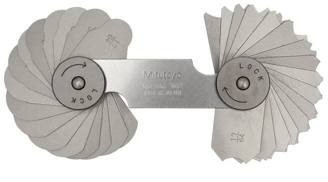 Rádiusové šablony palcové R 17/64 - 1/2", Mitutoyo