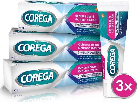 Corega Ochrana dásní fixační krém pro zubní náhrady 3x 40 g od 161 Kč