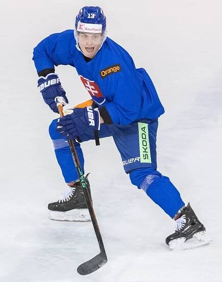 František Gajdoš počas tréningu slovenskej hokejovej reprezentácie v Bratislave.