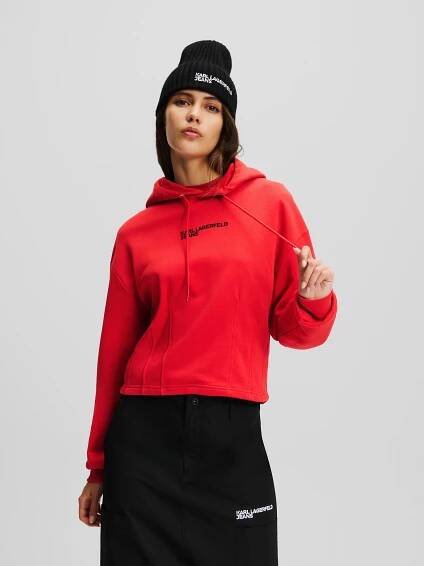 Mikina karl lagerfeld jeans klj relaxed pinktuck hoodie pompeian red