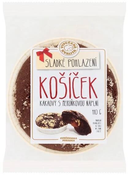 Cvrčovická pekárna Košíček kakaový s meruňkovou náplní 110 g