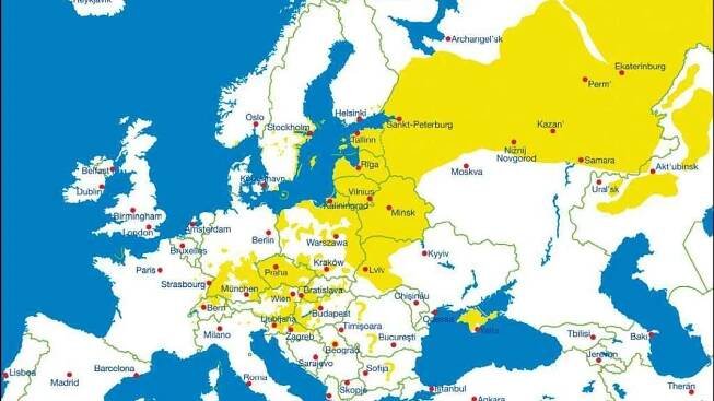 Klíšťata ovládla východní Evropu. Mapa výskytu (žlutá barva) klíšťové encefalitidy v Evropě.