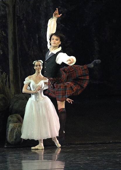 Dancers performing La Sylphide ballet