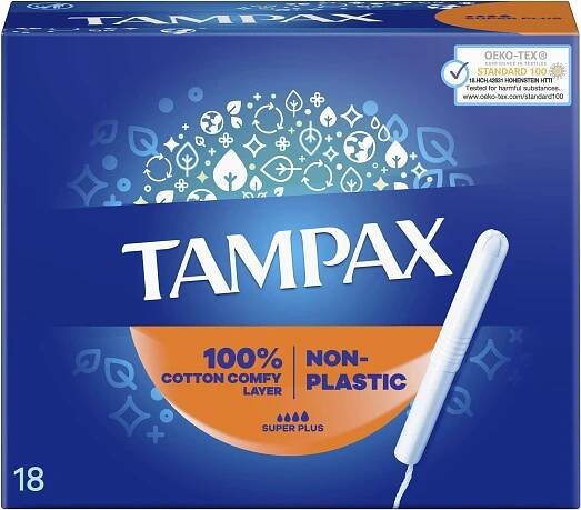TAMPAX Super plus tampony s papírovým aplikátorem 18 ks