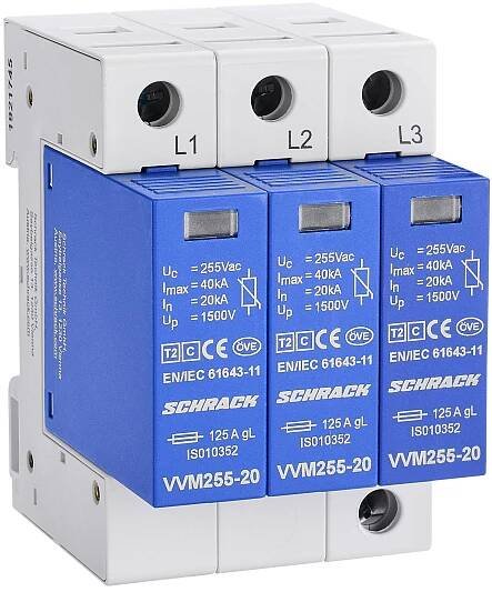 Svodič přepětí, set 3+0 TNC, třída II (C) 255V, In 20kA