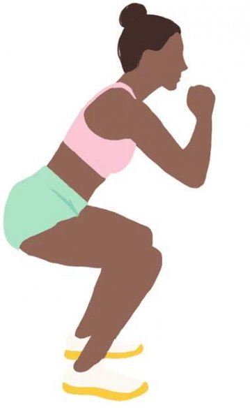 Hamstring Exercises: Bodyweight Squat Illustration