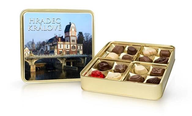 Hradec Králové - Plněné belgické pralinky v plechové dóze 200g
