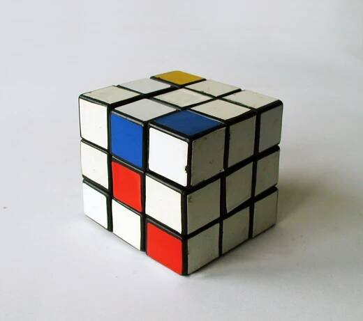 Make Your Own Mondrian // Rubix Cube, Vinyl // 5.7 x 5.7 x 5.7 cm // 1996