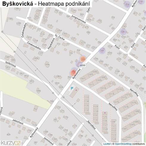 Mapa Byškovická - Firmy v ulici.