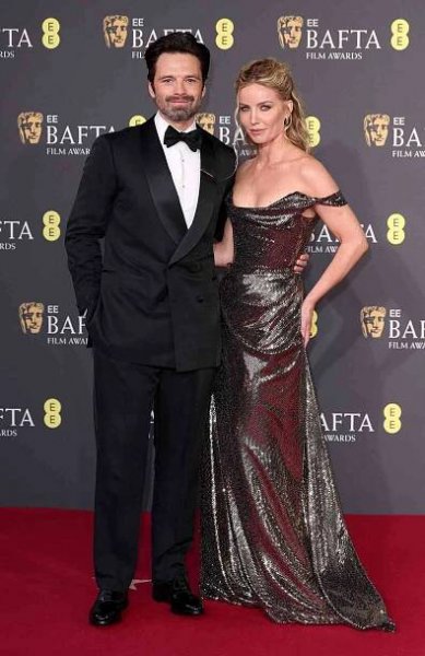 Sebastian Stan and Annabelle Wallis attend the 2025 EE BAFTA Film Awards at The Royal Festival Hall on February 16, 2025 in London, England