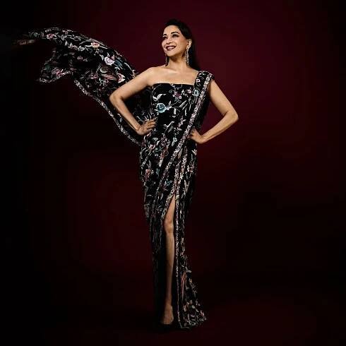 Madhuri Dixit Nene’s sari-gown showcased Parsi gara embroidery stitched over eight weeks